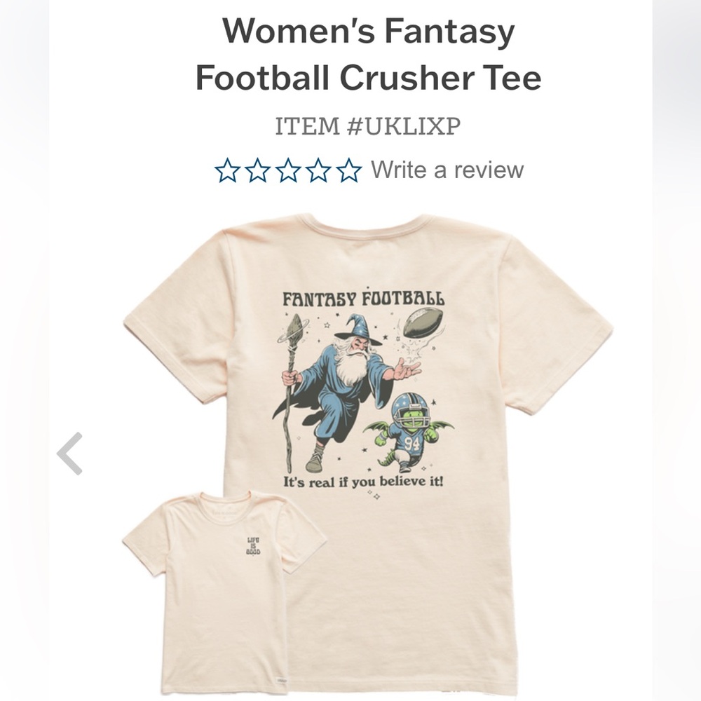 NWT Life is Good Fantasy Football tee